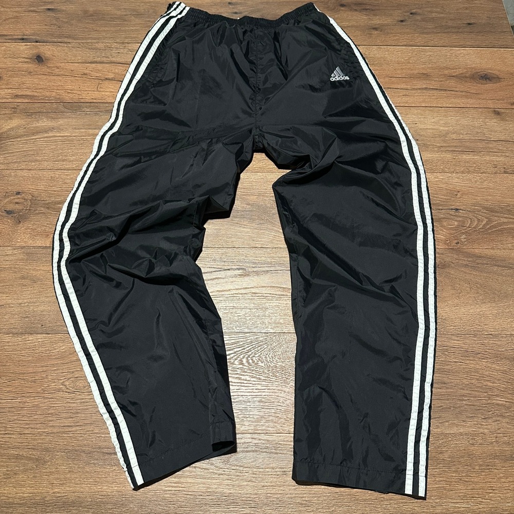 Vintage Adidas Black Snap Button Track Pants Mens Size S